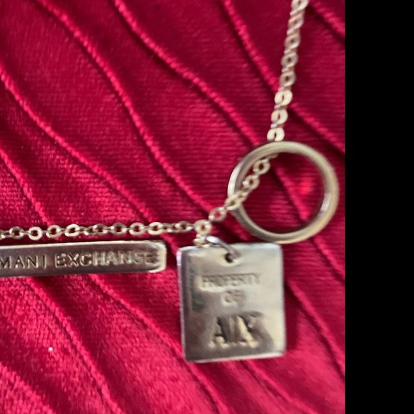 VINTAGE  ARMANI EXCHANGE necklace with ring, Tag AIX, and Maker Mark Pendants - Picture 4 of 5